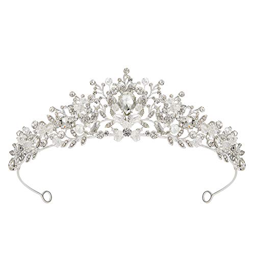 Tiaras e coroas de casamento com jóias Sweetv para mulheres, a princesa Metal Tiara Queen Crown for Bride, panela