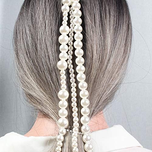 Wekicici Chail Extension Chain Pearl Tassel Chain Chain With Clips Party Gatsby Fashion Wedding Hair Acessórios