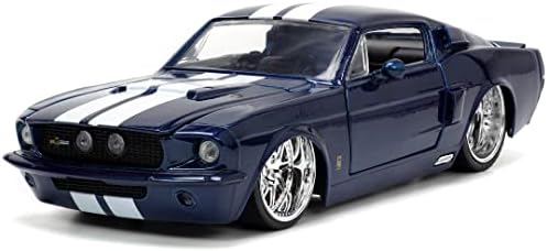 1967 Shelby GT500 Blue Metálico escuro com listras brancas GrandTime Muscle Series 1/24 Diecast
