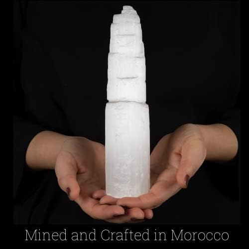 Desejo bem Selenite Obelisk Point - Torre de Cristal de Selenita de 4 ” - extraído e criado em Marrocos - ideal
