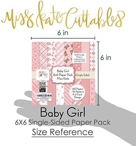 6x6 Pattern Paper Pack - menina - para o recém -nascido, revelação de gênero, scrapbook Premium Specialty