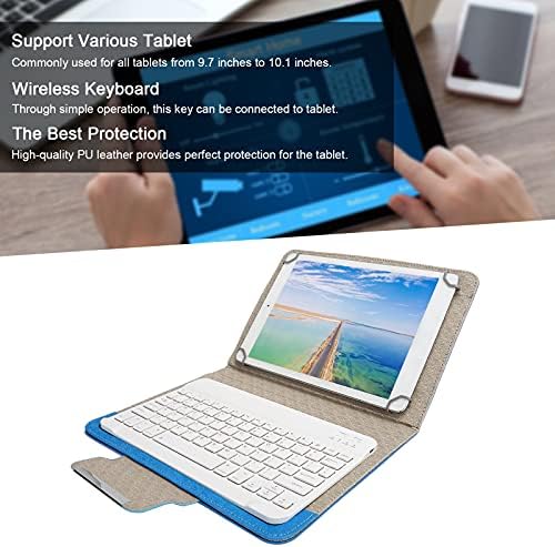 Tampa de tablet Conjunto com teclado Bluetooth branco, couro PU + ABS Protetive Case Titular Universal + Bluetooth