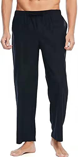 Calça calça de cintura alta dudubaby masculino casual mistura de algodão cintura elástica calça longa calça