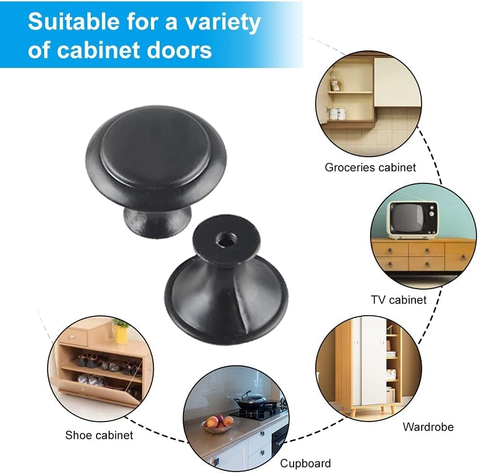 Botões de armário, botões de armário de cozinha: 20 peças botões de armário preto, botões de armário