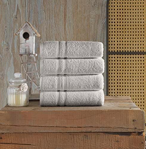 Hammam Linen Ice Bath Silver e toalhas de mão 8 -PACK - 4 peças 27x54 Toalhas de banho macias e
