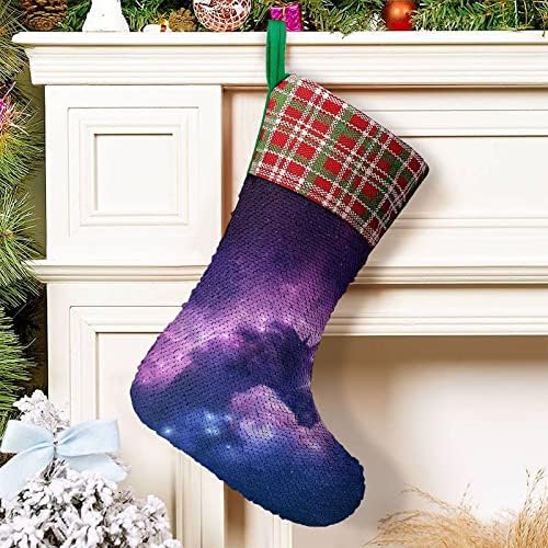 Unicorn Galaxy Sequin Christmas Holiday meias reversíveis Mudança de cor Magical para lareira da árvore de Natal