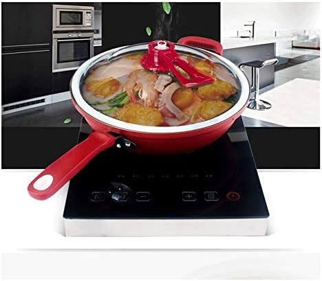 Gydcg wok não -estick woks e frigideiras fritadas com revestimento de cerâmica de estalido vermelho,