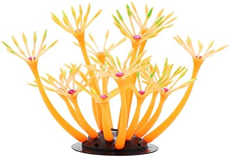 Girassol de coral de simulação de aquário vocoste, ornamentos de brilho de coral fluorescente de silicone