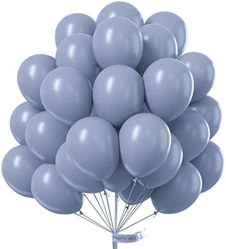 Partywoo balões azuis retrô, 50 PCs de 12 polegadas empoeiradas balões azuis empoeirados, balões azuis acinzentados