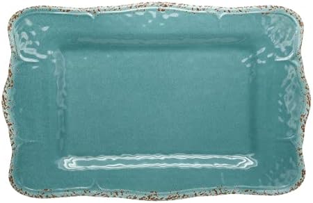Conjunto de crepúsculo de arte gourmet de 2 bandejas retangulares de melamina/pratos aquamarina azul 17