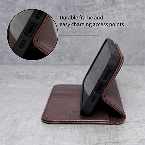Porter Riley - Caso de couro para iPhone SE 2022/20 e iPhone 8/iPhone 7. Premium Genuine Leather Stand/capa/carteira/flip