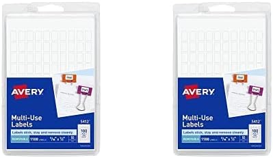 Rótulos retangulares removíveis de Avery, 0,31 x 0,5 polegadas, branco, 1100 de etiquetas