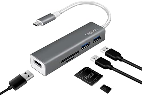 Logilink UA0305 USB-C 3.0 Hub, 3 portas, com o leitor de cartões antracite