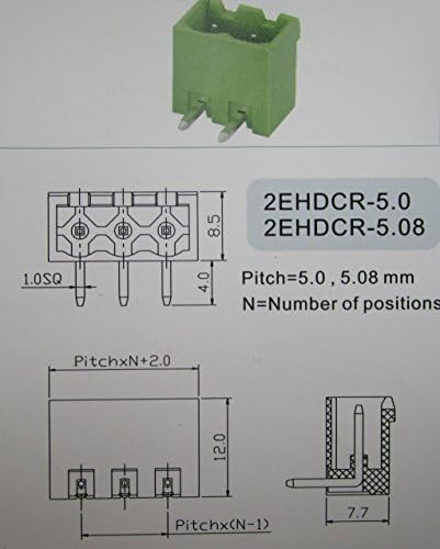 50 PCS Pitch Pitch 5,08mm ângulo de fechamento de 5 vias/pino Terminal Block Connector com tipo de cor