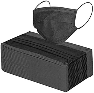 Curtirside 50pcs adulto preto descartável mẵsks Proteção de filtro de 3 camadas Mẵsks de poeira