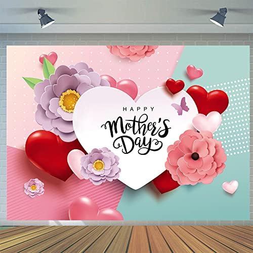 Cylyh 7x5ft Feliz dia das mães Antecedentes Amear coração Floral Decoração do Dia das Mães para Fotografia