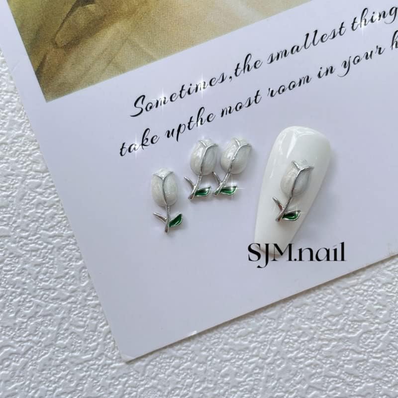 10pcs Luxury Flower Unh Nail Designer Charms Alloy Floral Design Jewelry Strass para acessórios DIY da unha