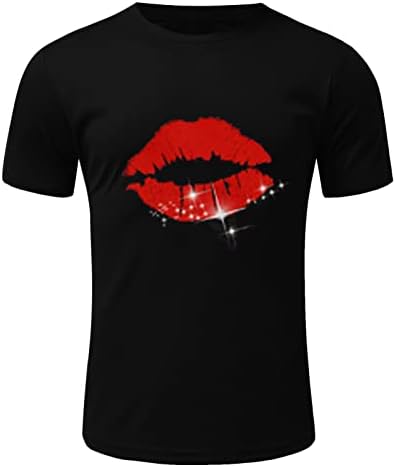 HDDK Mens de verão T-shirts de manga curta Lips de boca lábios impressos de palha