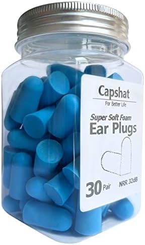 Capshat Ultra Soft Foam Encanadores de ouvido, 30 pares - 32dB mais altos plugues de ouvido NRR para dormir, ronco,