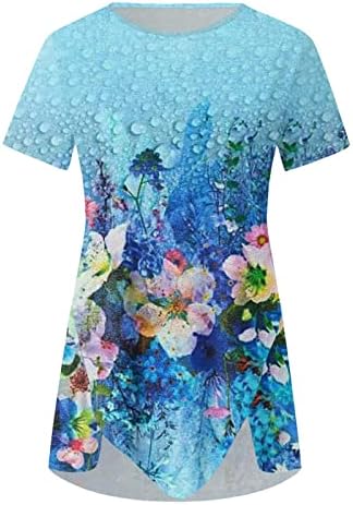 Tops de tampas relaxadas femininas pinturas a óleo estampa de camiseta moderna túnica de verão túnica
