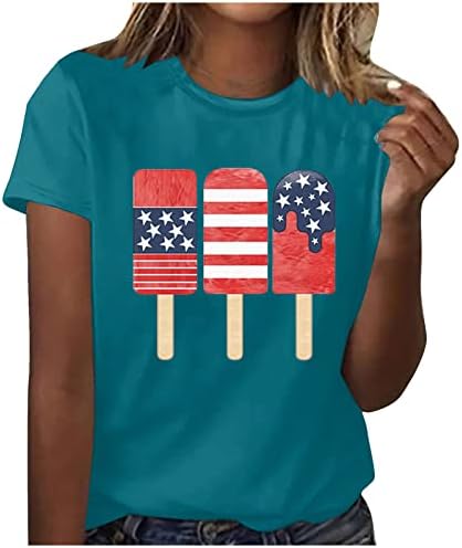 Camisas do Dia da Independência Summer Summer Summer Cool Tops Funny Graphic T-shirt fofos Tops de manga curta Camisetas de pescoço de pescoço 4 de julho de julho