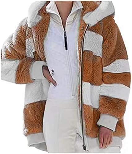 Cokuera Womens Fashion Fall Fall Fleece Capeled Coat 2022 Causal Zipper solto Inverno inverno quente