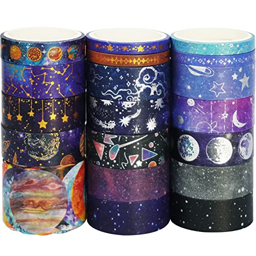 Conjunto de fita Yubbaex Galaxy Washi Impresso estrelado por fitas decorativas extra longas