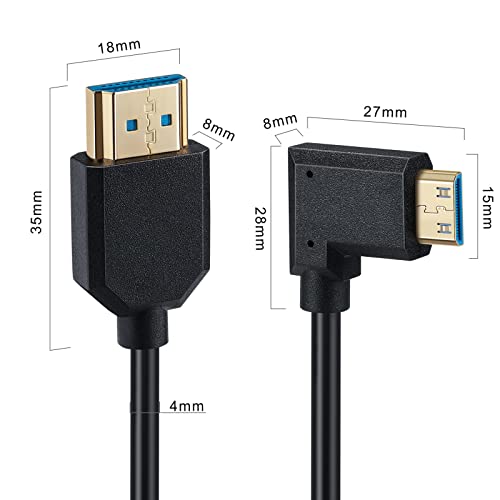 Qaoquda mini hdmi para cabo enrolado HDMI, ângulo de 90 graus 8k mini hdmi masculino para HDMI Spring