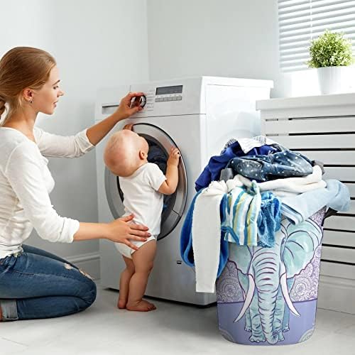 Cesta de elefante em aquarela elefante cesto de lavanderia lavanderia cesto para lavar roupas de armazenamento