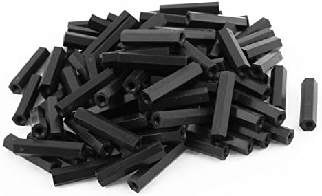 Aexit 100 PCs Spacers & Standoffs M3 x 25mm Black Nylon Hex Hex Hexagonal Threads Spacers Spacer Suporte