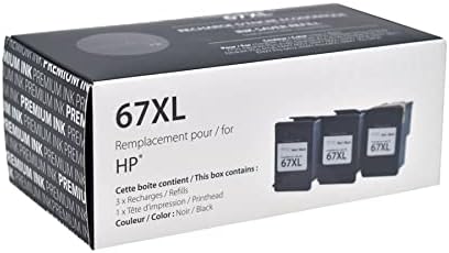 Substituição premium de 3 pacote para HP 67xl / 3ym57an - preto