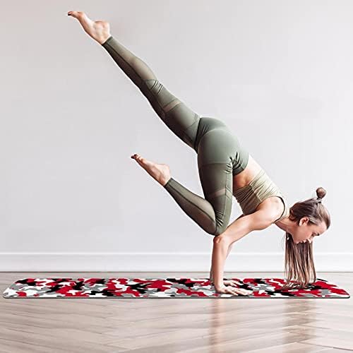 Exercício e fitness de espessura sem escorregamento 1/4 tapete de ioga com impressão de camuflagem militar para