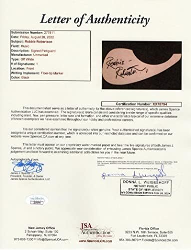 Robbie Robertson assinou o Autograph Commal Size Size Acoustic Guitar W/ James Spence Authentication JSA Coa