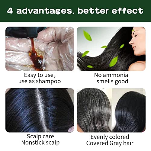 Lymznus Natural Black Hair Dye Black Hair Shampoo para cabelos grisalhos, xampu de tinta de cabelo preto