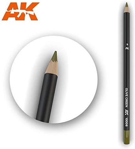 Caixa verde de oliva de lápis de cor de cor ak - 5 unidades 10006 - Modelo de tintas e ferramentas de construção