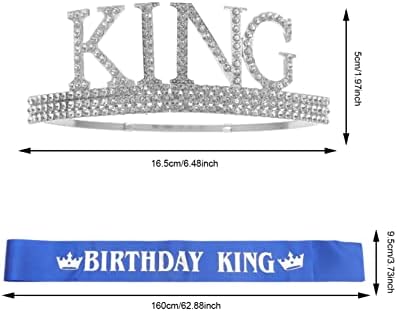 Abaodam Boy Toys Boy 1 Set Men Sash Definir Aniversário King Sash Rei Royal Metal Birthday Party Rhinestone King