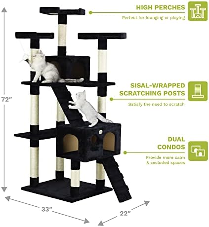 Go Pet Club 72 Premium Cat Tree Kitty Tower Kitten Condoming para gatos internos com postes de arranhões,