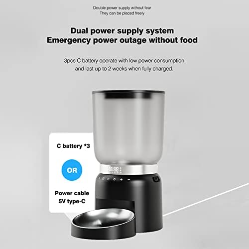 Coeels Automático alimentador de gatos Pet Dry Dispenser com tigela de aço inoxidável - 4,2L