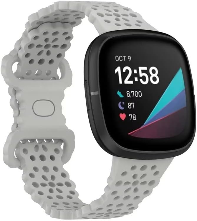 Banda de renda compatível com Fitbit Versa 3/Fitbit Sense Pulseira respirável Hollow-out Silicone Watch
