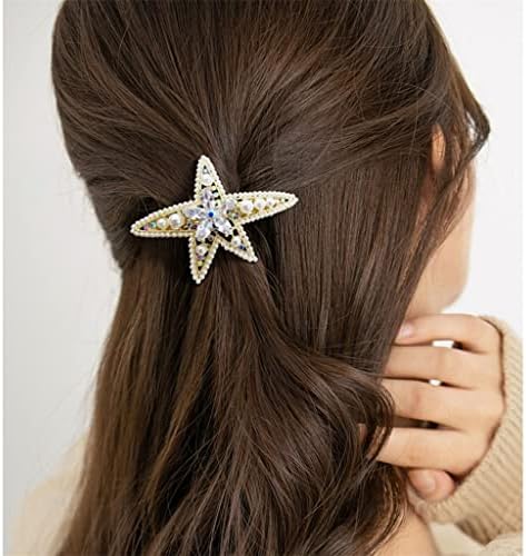 Lepsjgc Starfish Hair Clip fêmea meio gravata cabelos tampo clipe de mola jóias de cabeça traseira