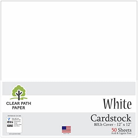 Cardstock branco - 12 x 12 polegadas - 80 lb - 50 folhas - Papel de caminho claro