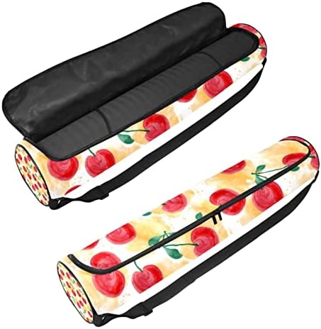 Lindas cerejas de tinta Pattern Yoga Mat Carrier Bag com pulseira de ombro de ioga bolsa de ginástica bolsa de