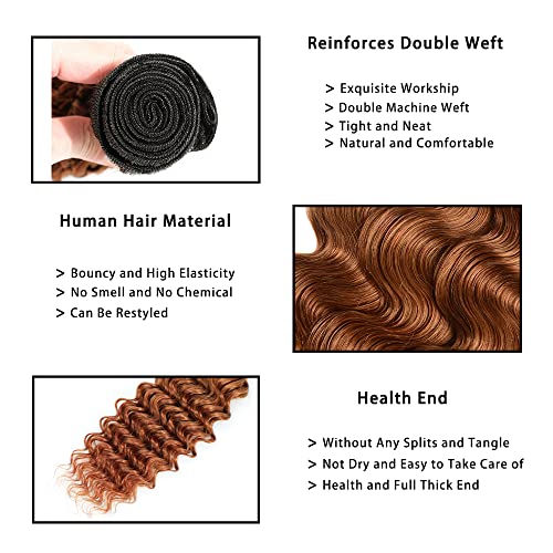Pacotes de cabelo humano ombre Bundles de ondas profundas de cor marrom 3 pacotes com extensão de comprimento