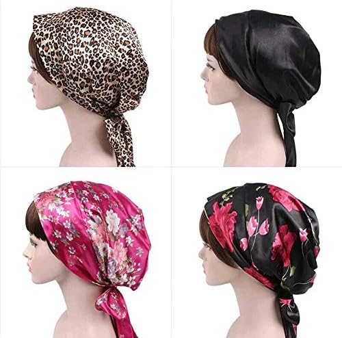 Xbwei New Women Women Silk Bap Tap Night Sleep Bap Bonnet Hat chapéu Cabeça Cabeça Captina Turbano