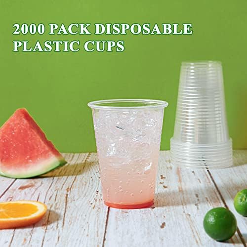 Vplus 2000 pacote 7 oz xícaras de plástico transparentes, copos de plástico descartáveis, 7 onças de festas