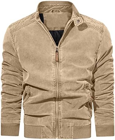 Jaqueta masculina leve outono masculino e inverno quente manga longa gola de gola ao ar livre algodão de algodão
