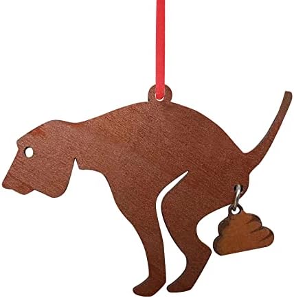 2022 Poop personalizado Dog de decoração de árvore de natal pingente de madeira retrovisor espelho