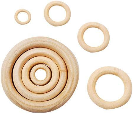 50 PCs Anéis de madeira natural inacabados de madeira de madeira de madeira para conectores DIY, pendente de anel