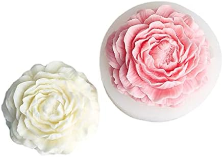 Lifetore Peony Flower Silicone Candle Soop Mold, Fondant Chocolate Bolo Baking Mold Plaster Clay Resin Mold