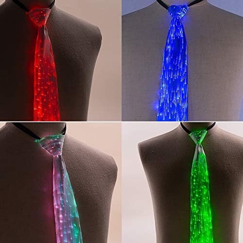 TecZero Multiple Lights LED LED Up pescoço gravata, gravata flash recarregável, pré -amarrada com cinta ajustável,